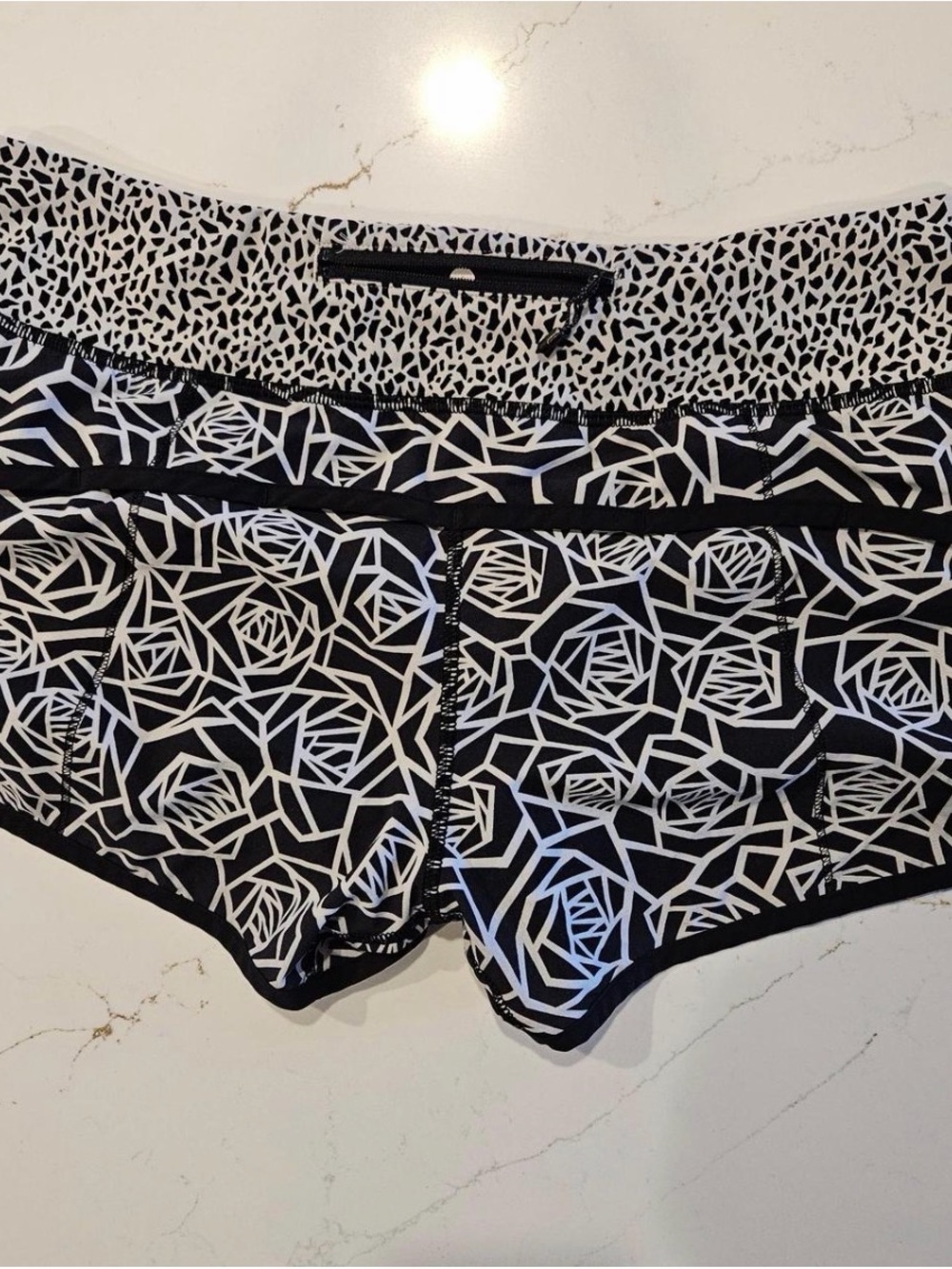 lululemon athletica Black & White Geometric Floral Athletic Shorts